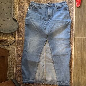 Amazon Blue Denim Midi Skirt